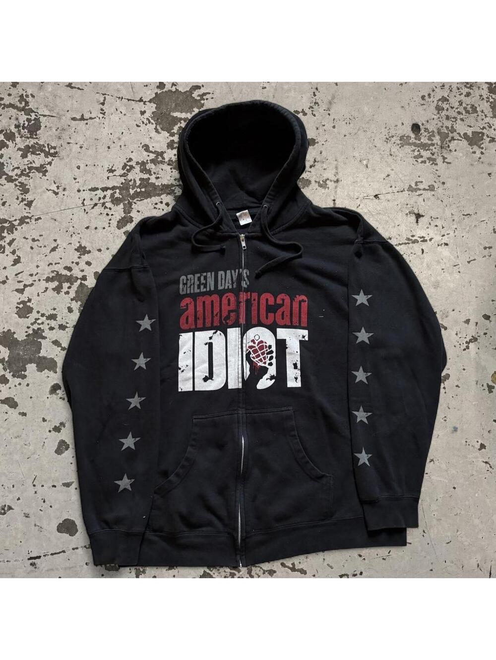 Mens Y2K Vintage Green Day American Idiot Hoodie Size XL